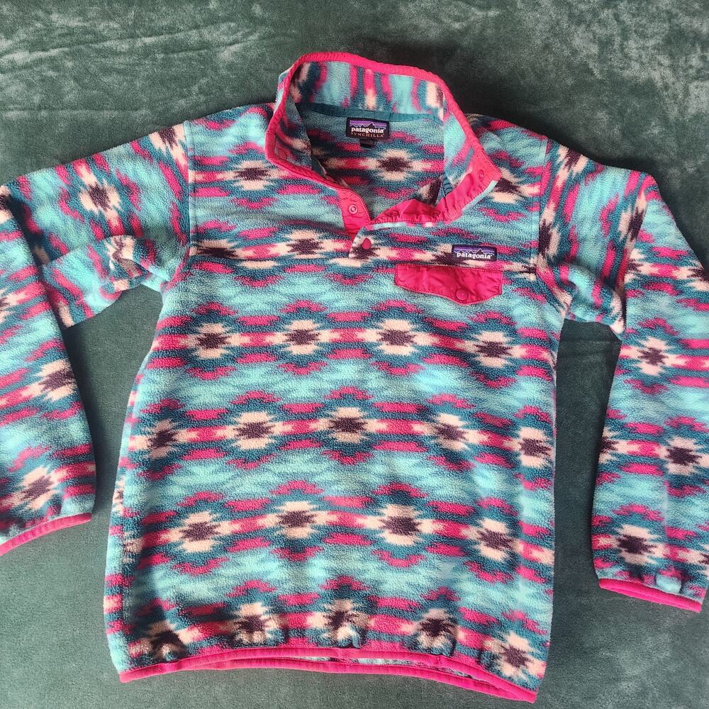 Patagonia Synchilla Snap T Fleece Pullover Womens Small Aztec Southwest Print